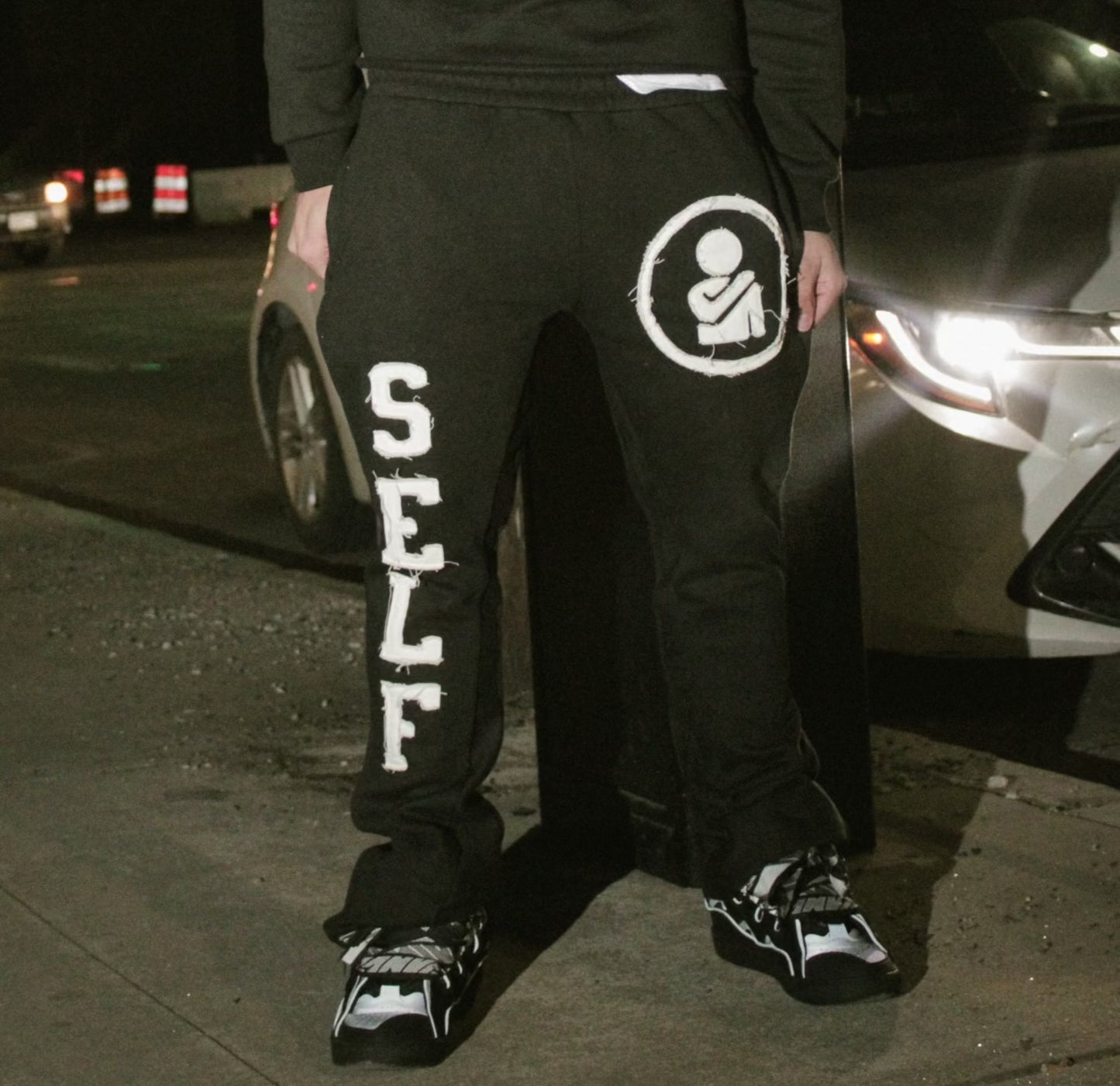 SELF Black Flared Sweats