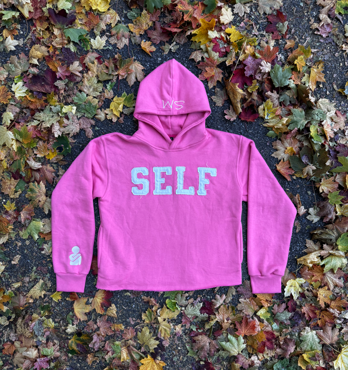 SELF Pink Cropped Hoodie