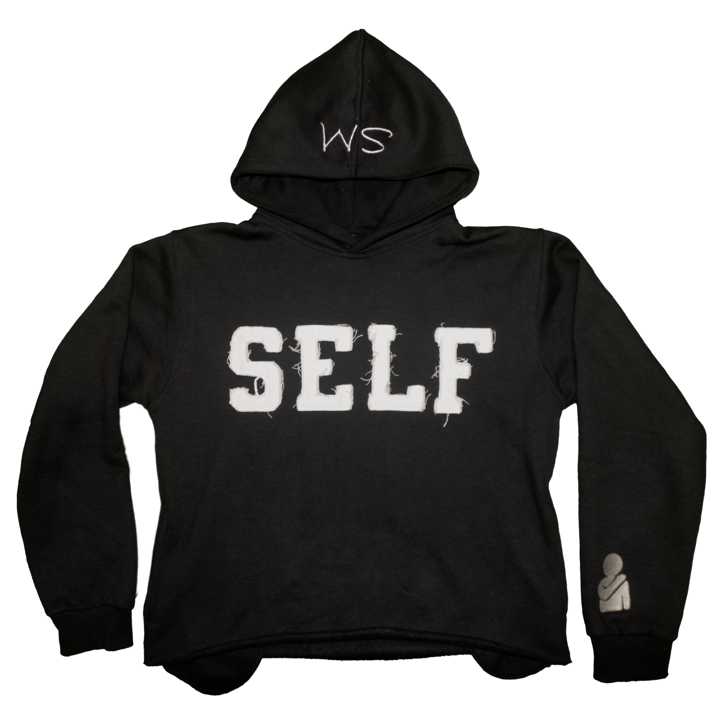 SELF Black Cropped Hoodie