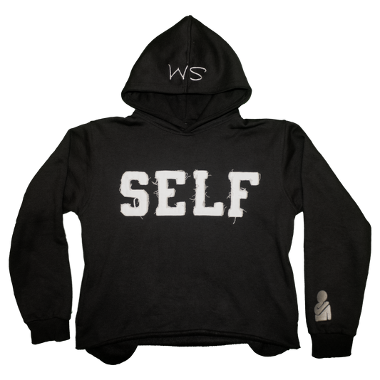 SELF Black Cropped Hoodie