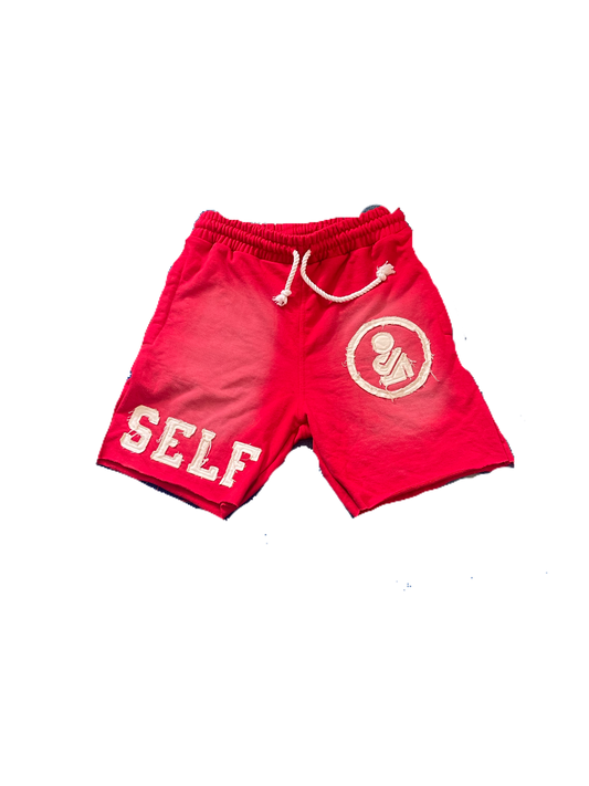 Red "SELF" Shorts