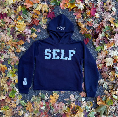 SELF Navy Cropped Hoodie